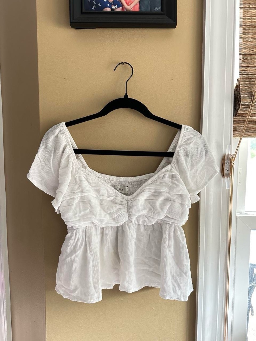 Hollister White Ruffle Peplum Blouse